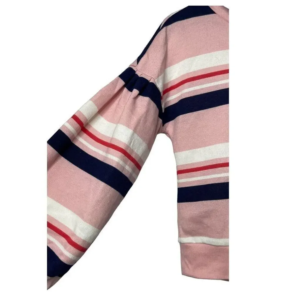 1901‎ Girls Striped Blouson Sleeves Hoodie Sweatshirt Size Small 7/8